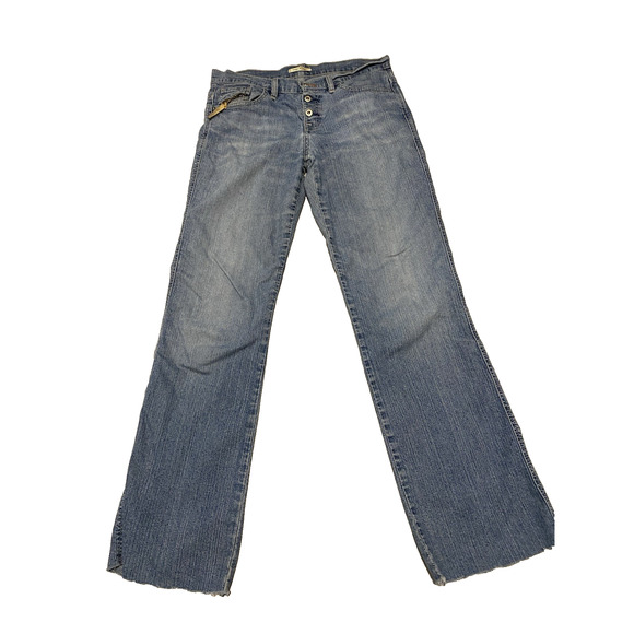 Moch-NY Jeans Womens 29x31 Light Acid Wash Raw Hem Button Up Cowgirl 90s Jeans - Picture 2 of 15